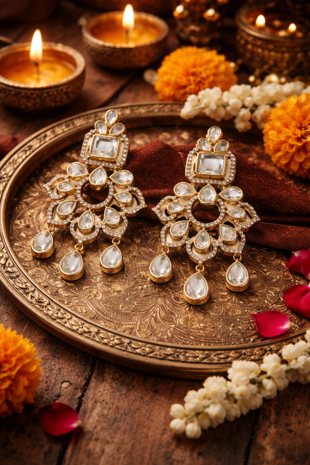 Itrani Nazaakat Polki Floral Danglers Earring