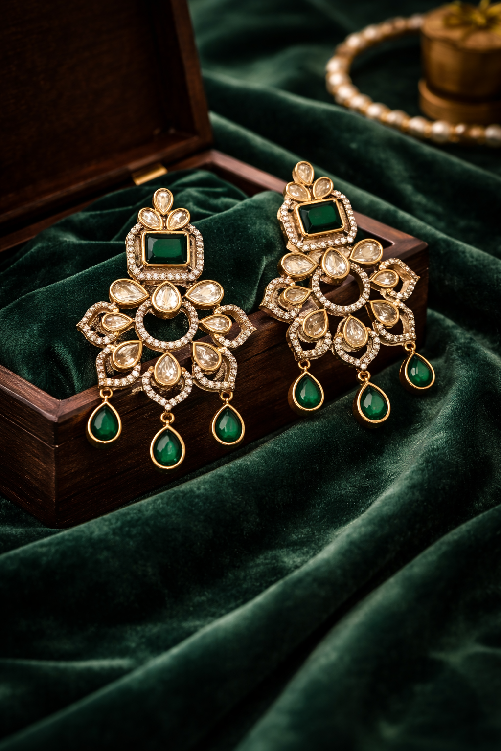 Itrani Nazaakat Polki Floral Danglers Earring