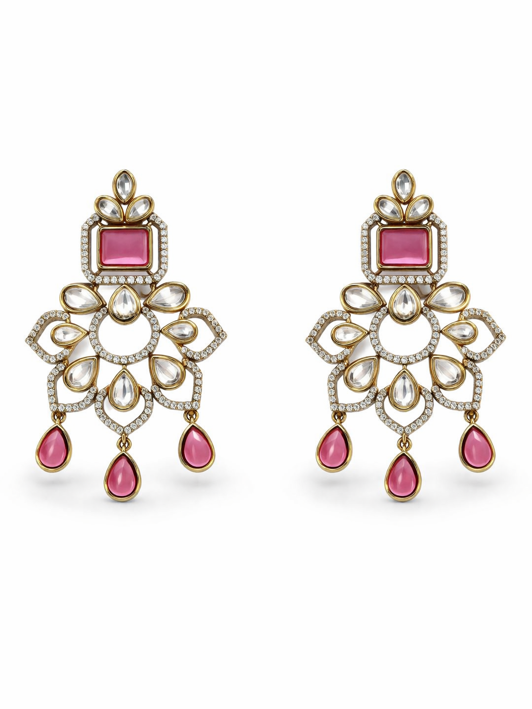 Itrani Nazaakat Polki Floral Danglers Earring