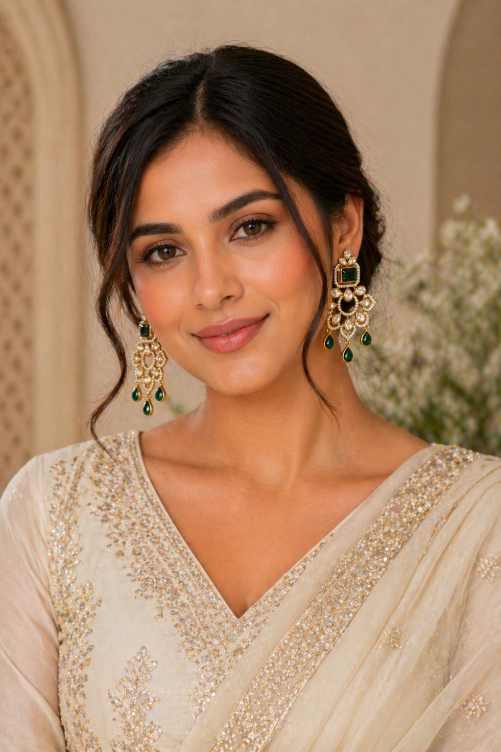 Itrani Nazaakat Polki Floral Danglers Earring