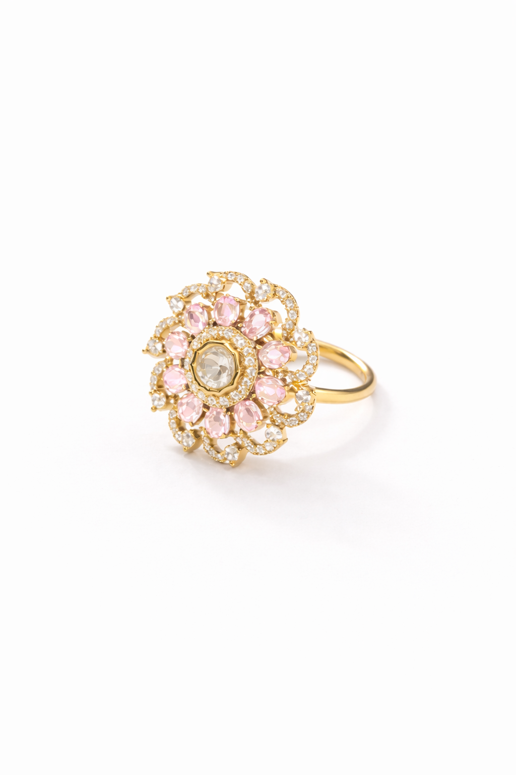 Itrani  Lavender and Pink Floral Diamond Style Statement Ring