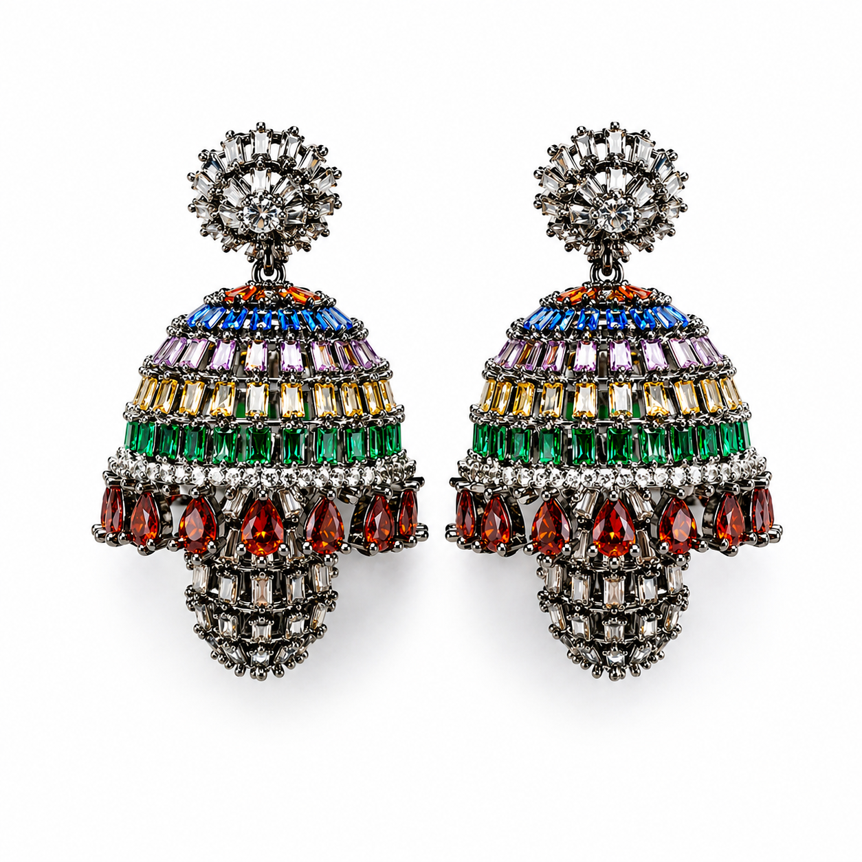 Itrani Vibrant Elegance Multicolor Oxidized  Diamond Earrings