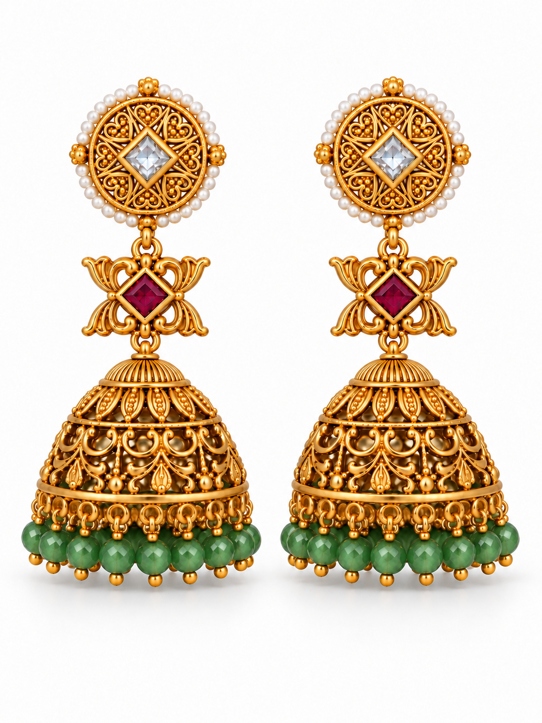 Itrani Heritage Roohani Statement Gold Jhumka Earrings