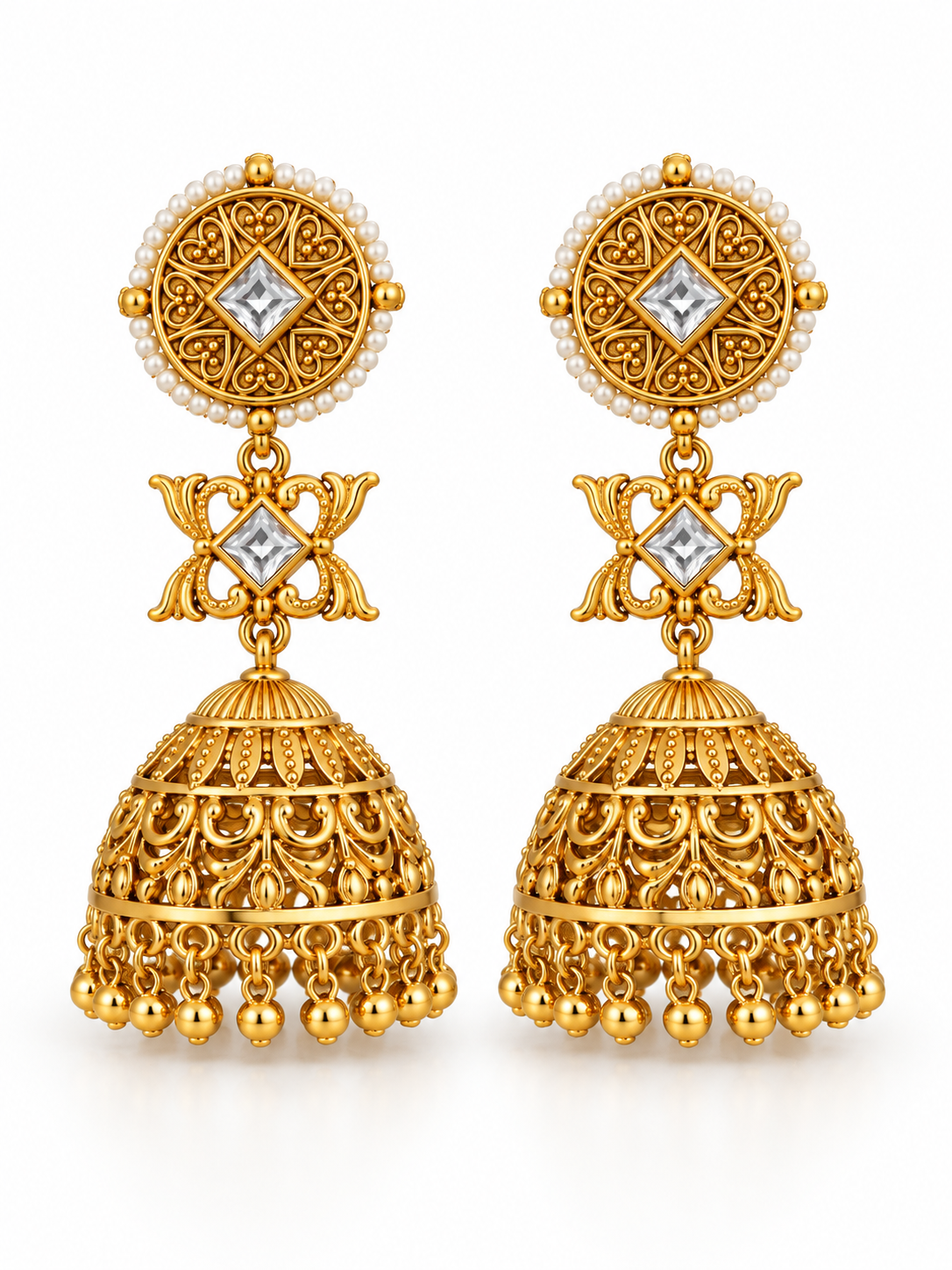 Itrani Heritage Roohani Statement Gold Jhumka Earrings