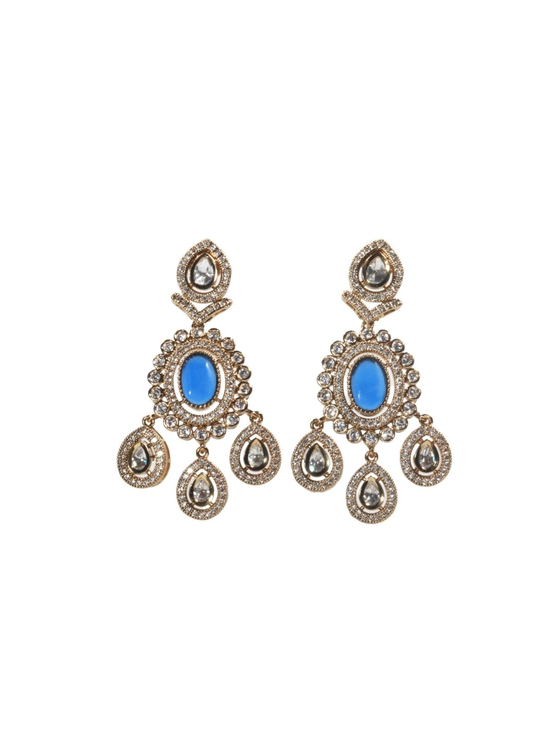 Royal Blue Monalisa Polki Chandbali Earrings