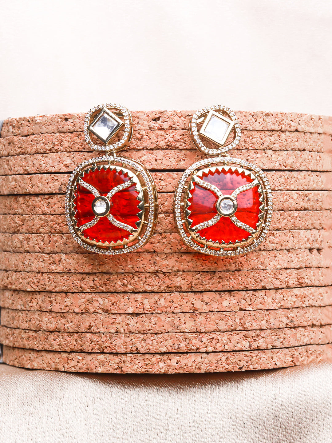 Itrani Scarlet Shine Polki Diamond Statement Earring Set