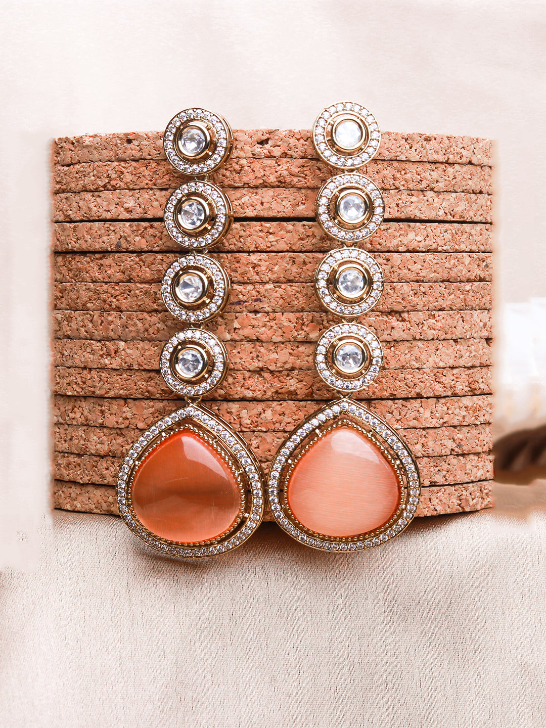 Itrani Peach Radiance Kundan Polki Bridal Jewelry Set