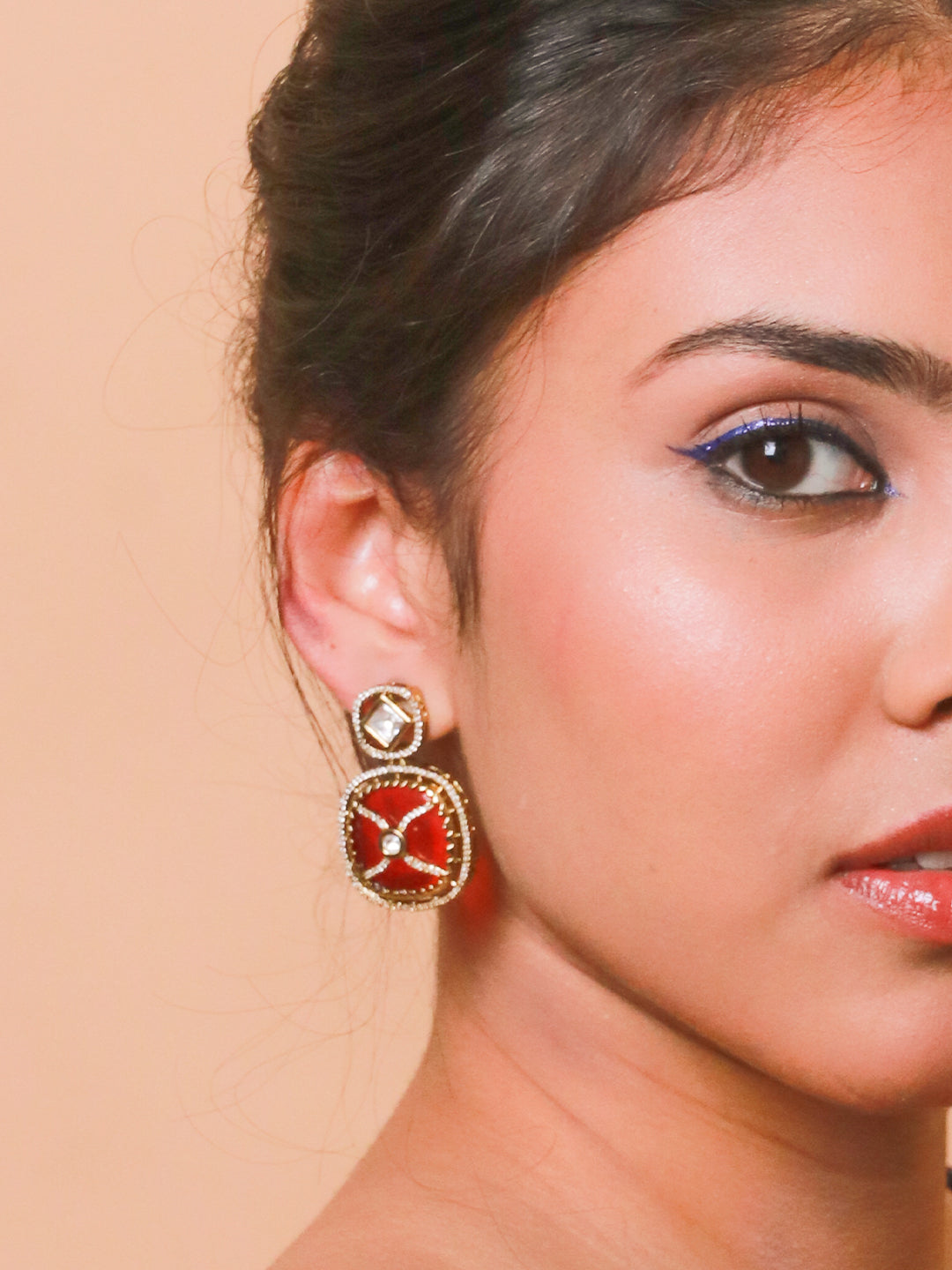 Itrani Scarlet Shine Polki Diamond Statement Earring Set