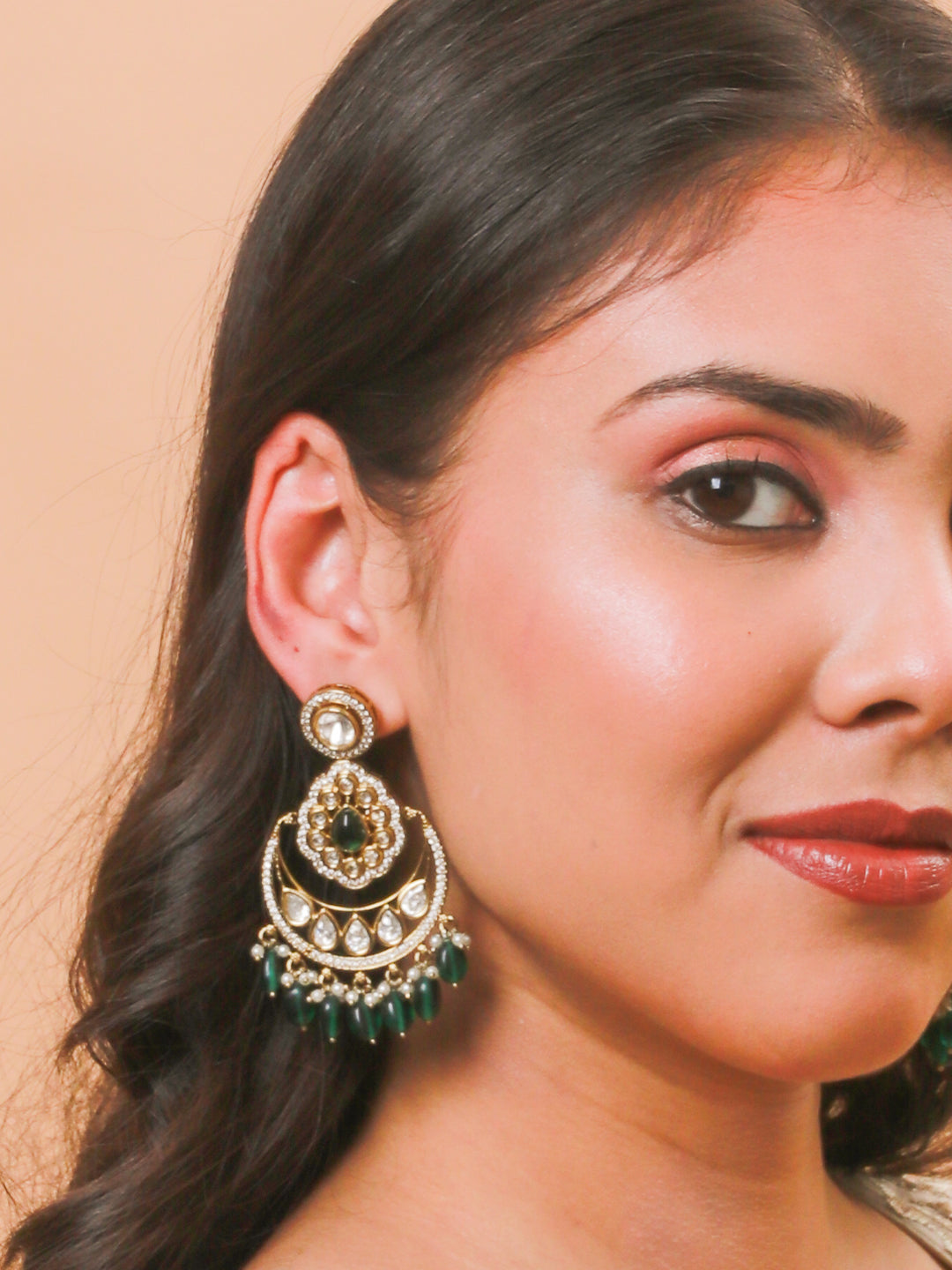 Antique Mehendi Finish Polki & Patwa Style Earring