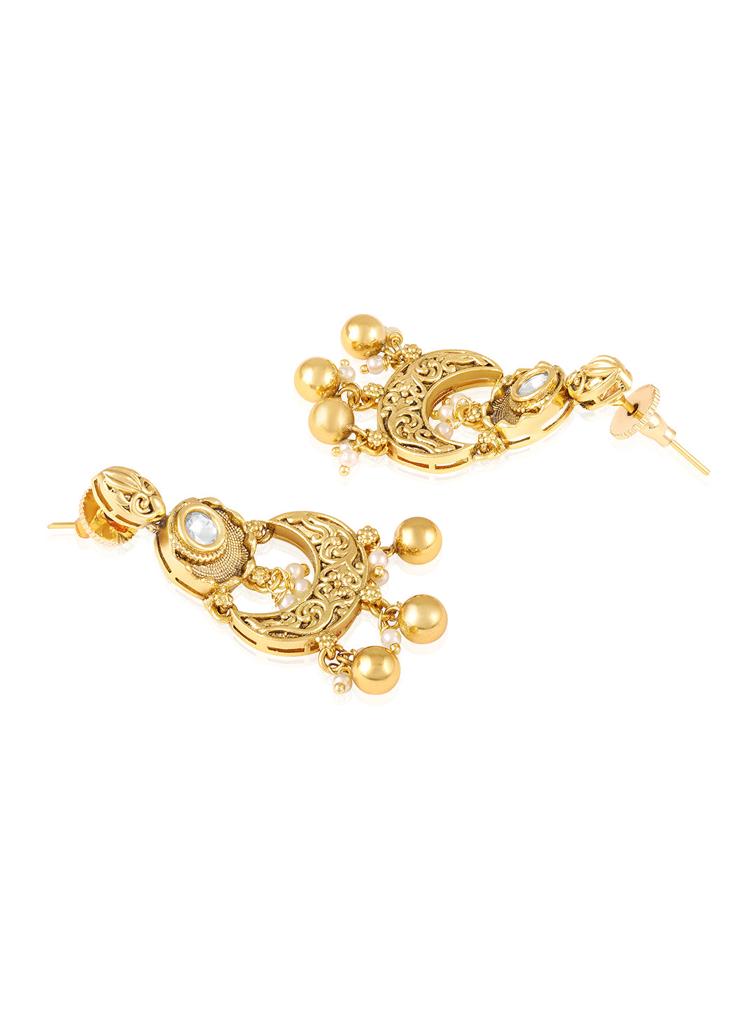 Itrani Heritage Gold Plated Centre Kundan Style Necklace Set – Anti Tarnish Brass Traditional Statement Jewellery