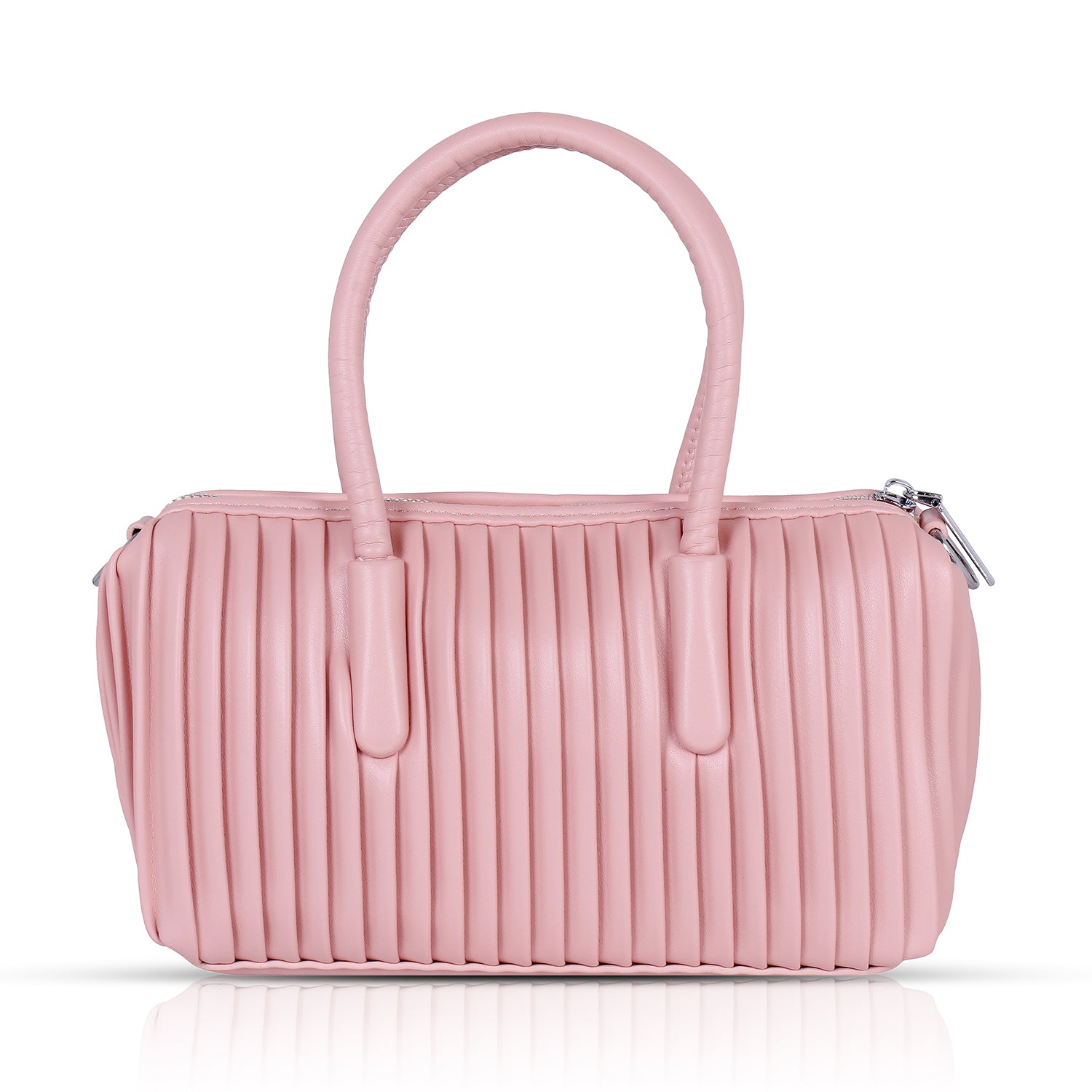 Rose Pink Pleated Barrel Handbag