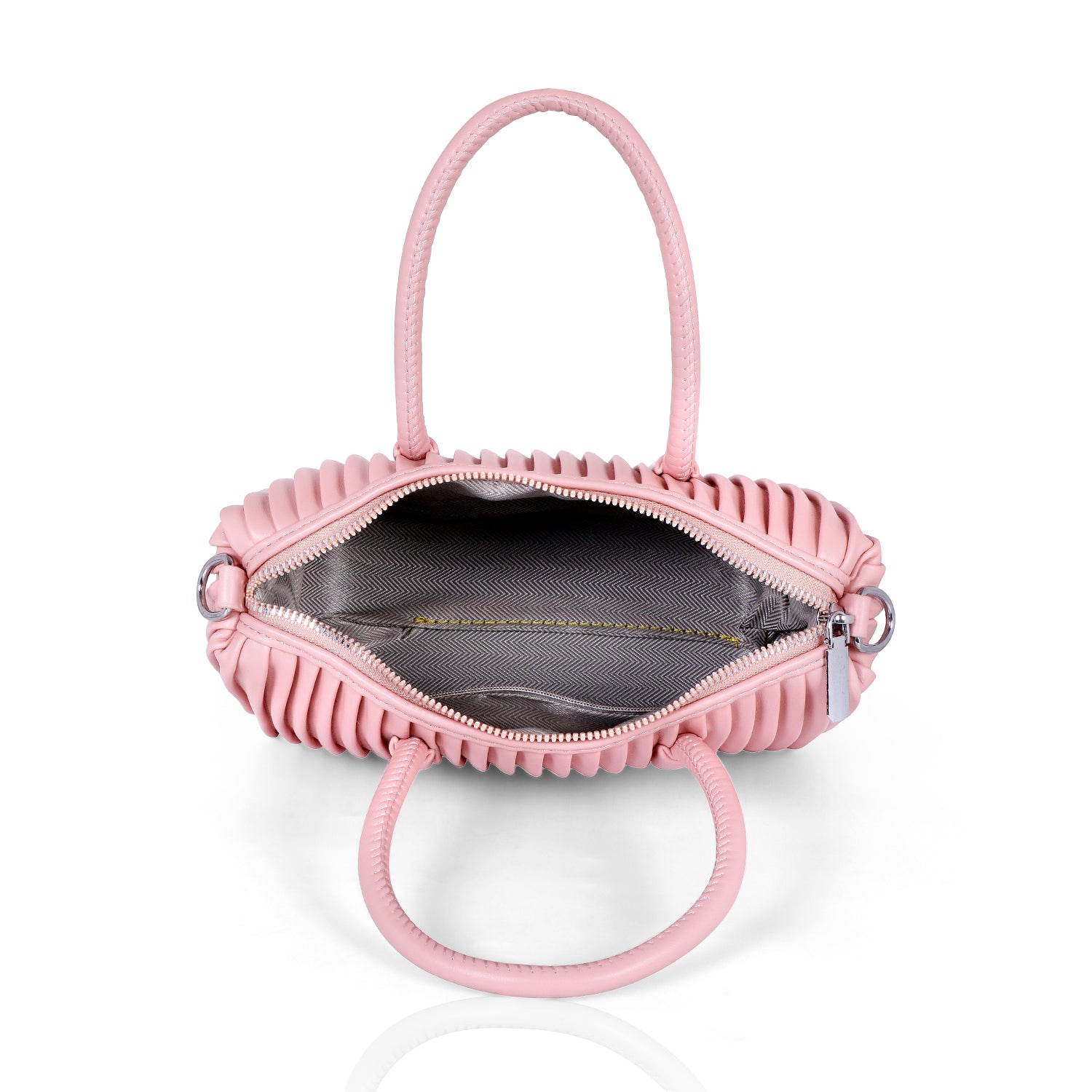 Rose Pink Pleated Barrel Handbag