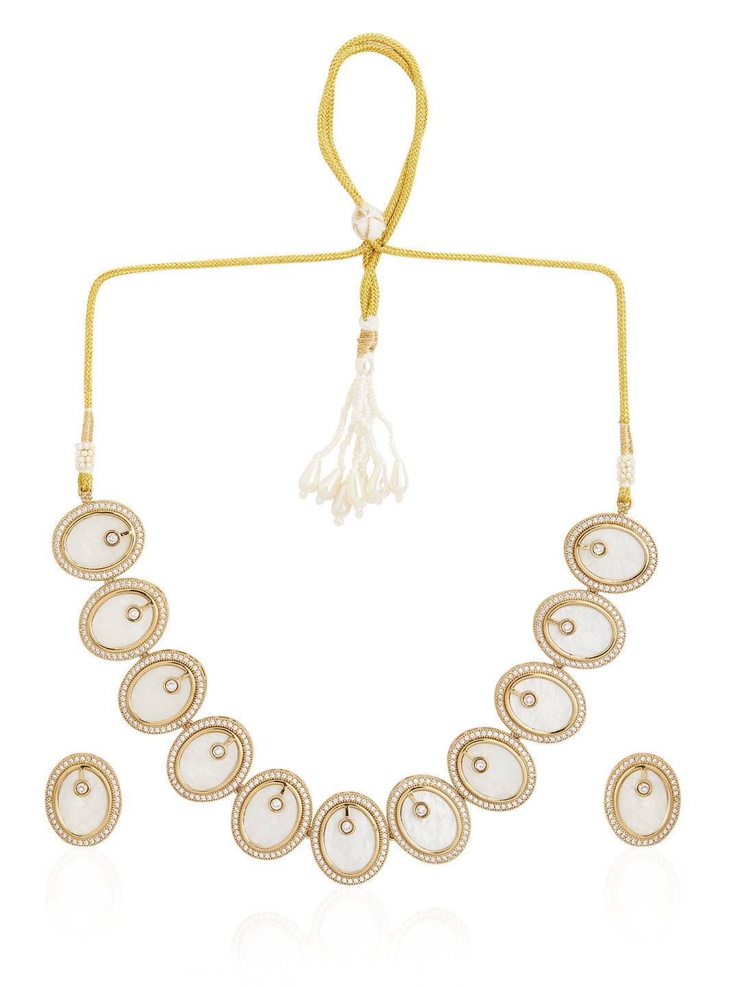 Itrani Oval Mother of Pearl Polki Necklace Set