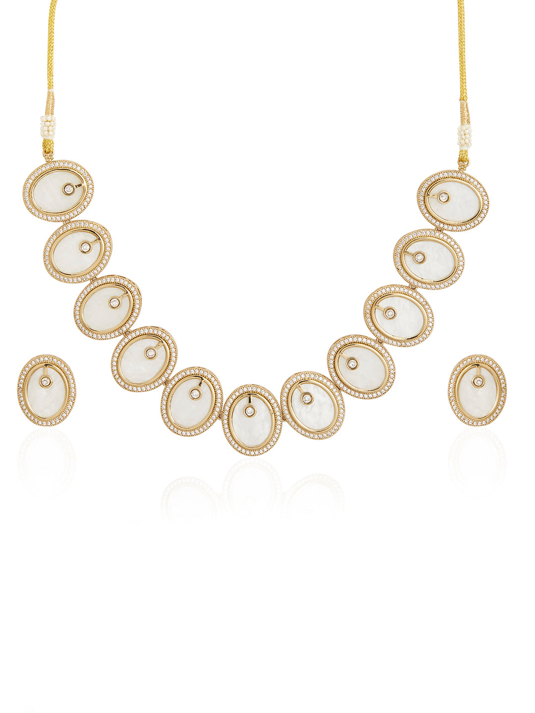 Itrani Oval Mother of Pearl Polki Necklace Set