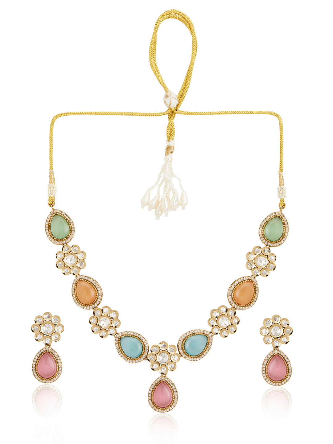 Itrani Elegant Multi-Stone Polki Necklace Set