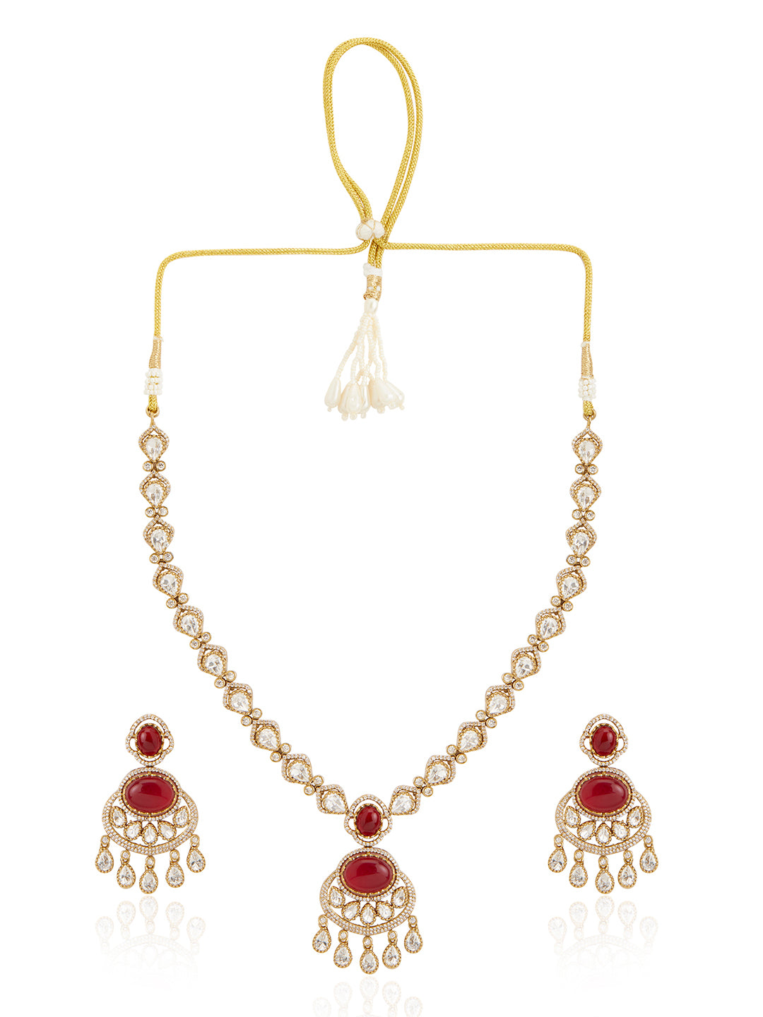 Itrani Crescent Ruby Polki Necklace Set