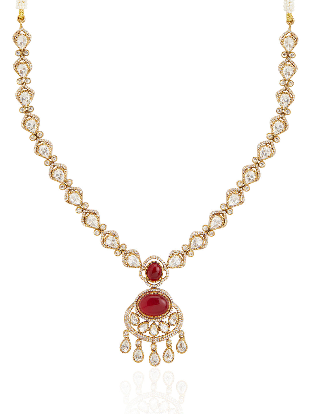 Itrani Crescent Ruby Polki Necklace Set