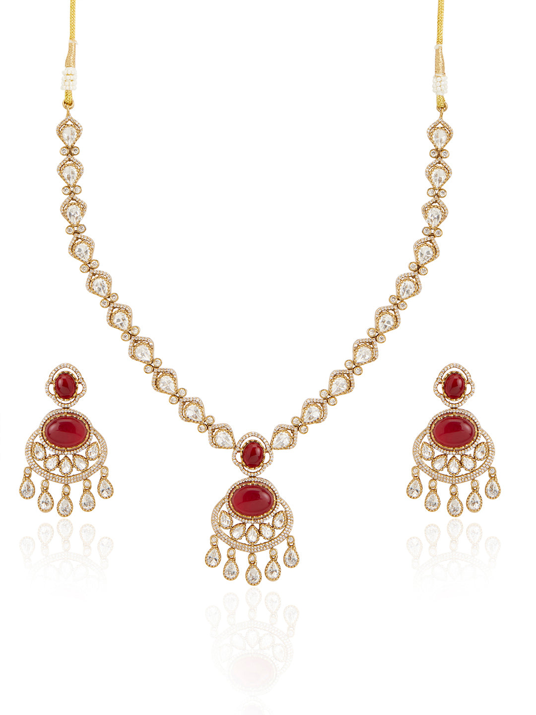 Itrani Crescent Ruby Polki Necklace Set