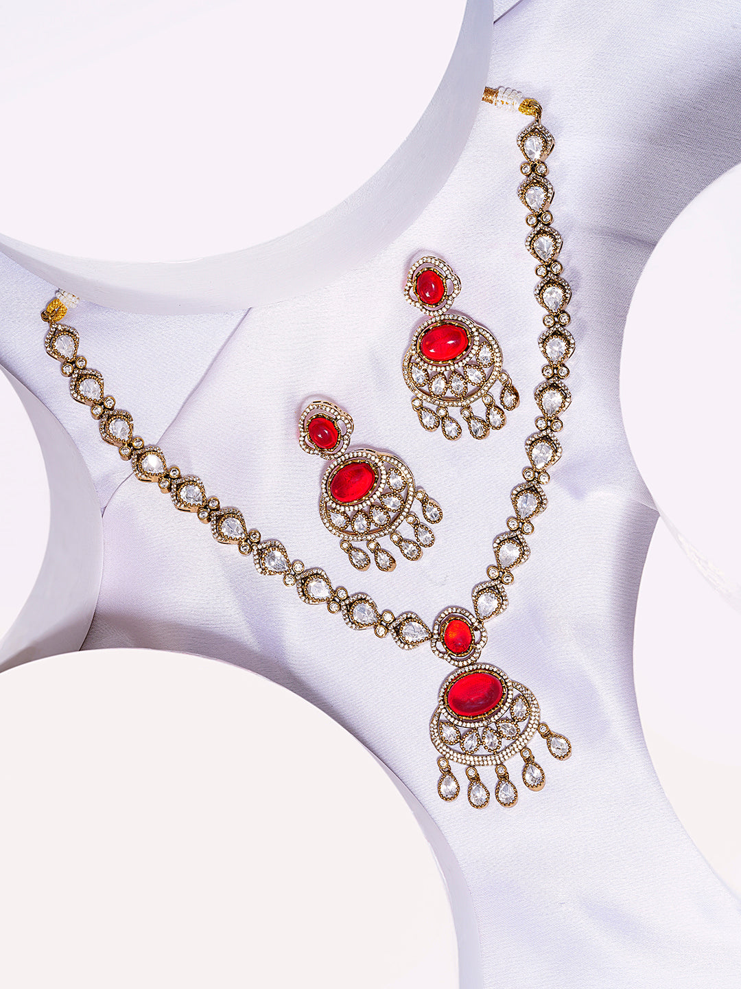 Itrani Crescent Ruby Polki Necklace Set