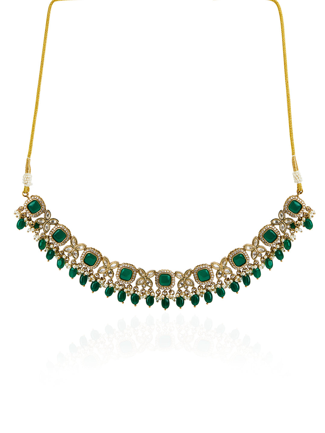 Itrani Emerald Polki Royale Necklace Set