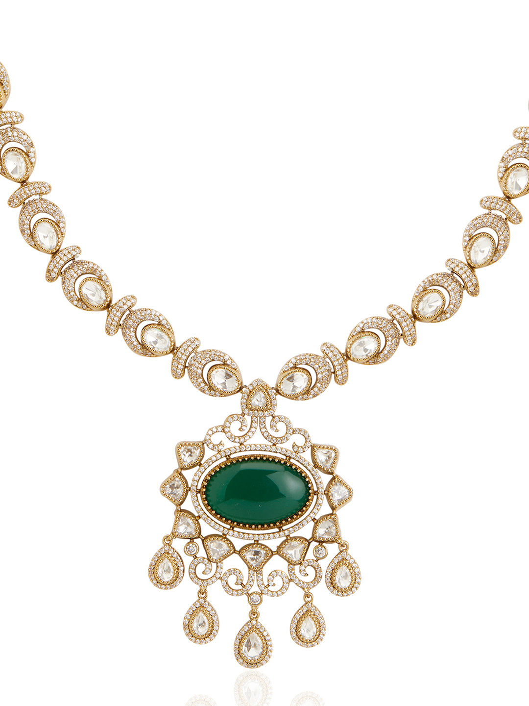 Itrani Royal Emerald Polki Necklace Set