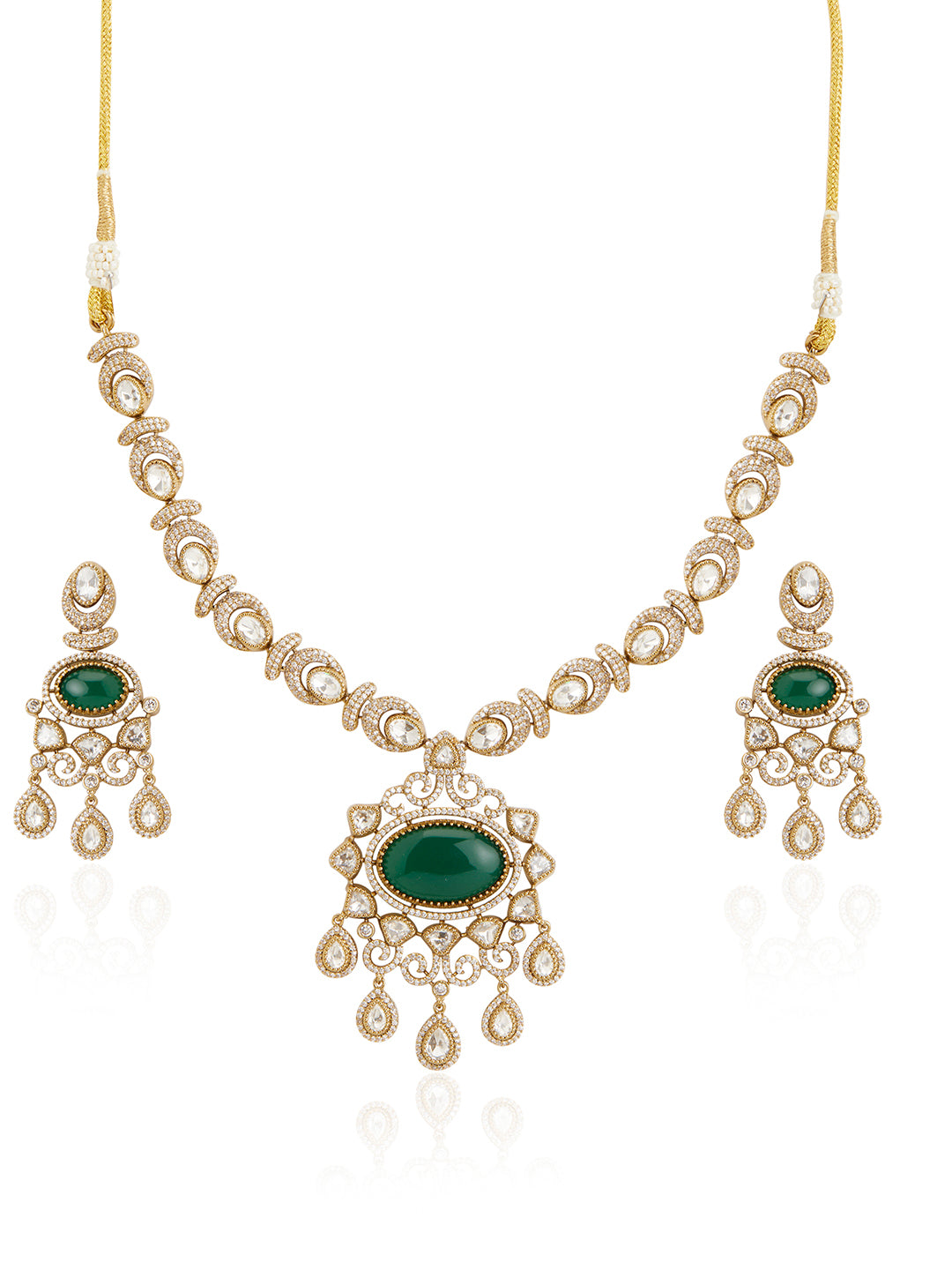 Itrani Royal Emerald Polki Necklace Set