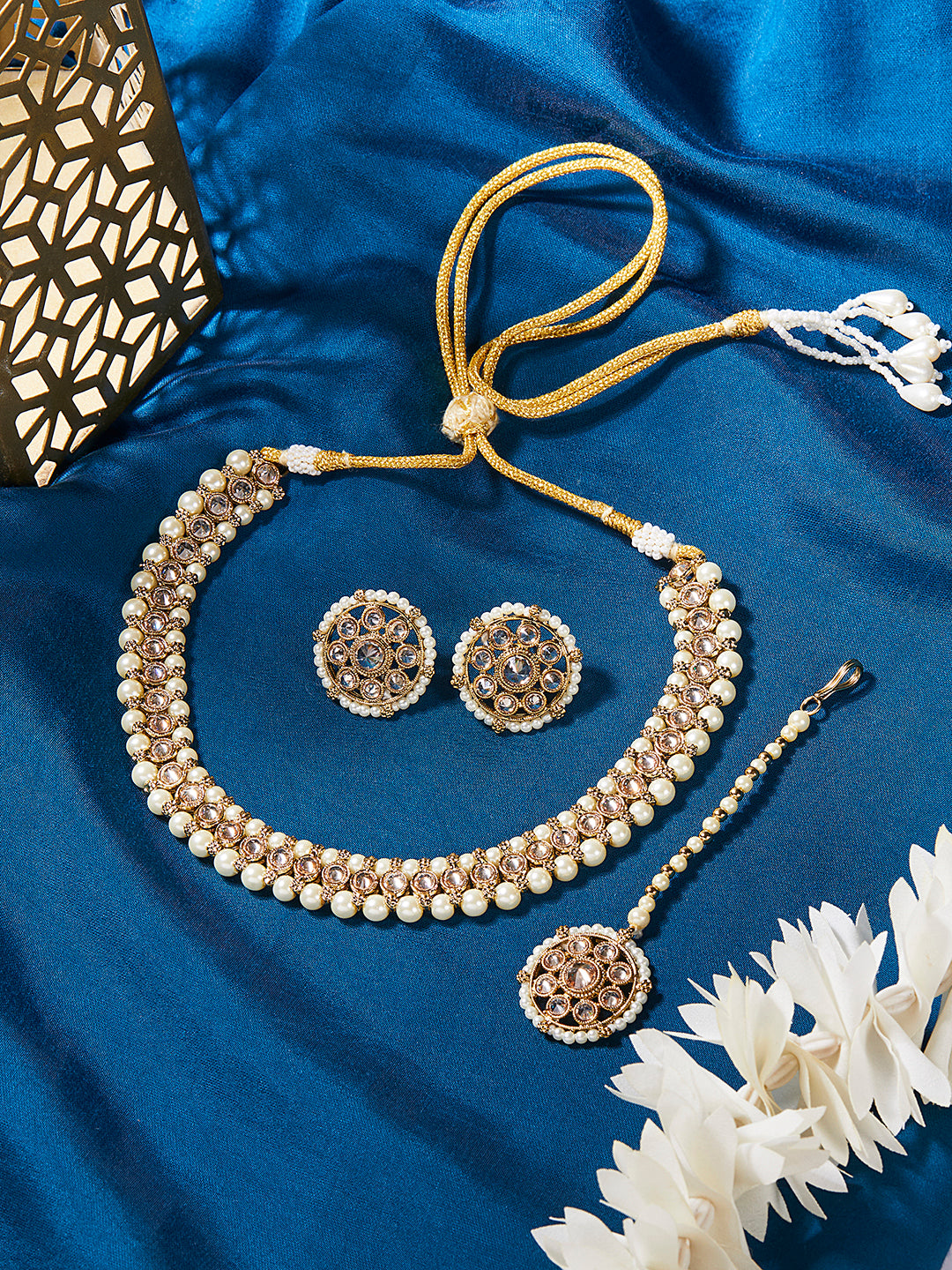 Itrani Kundan and Pearl Choker Necklace Set