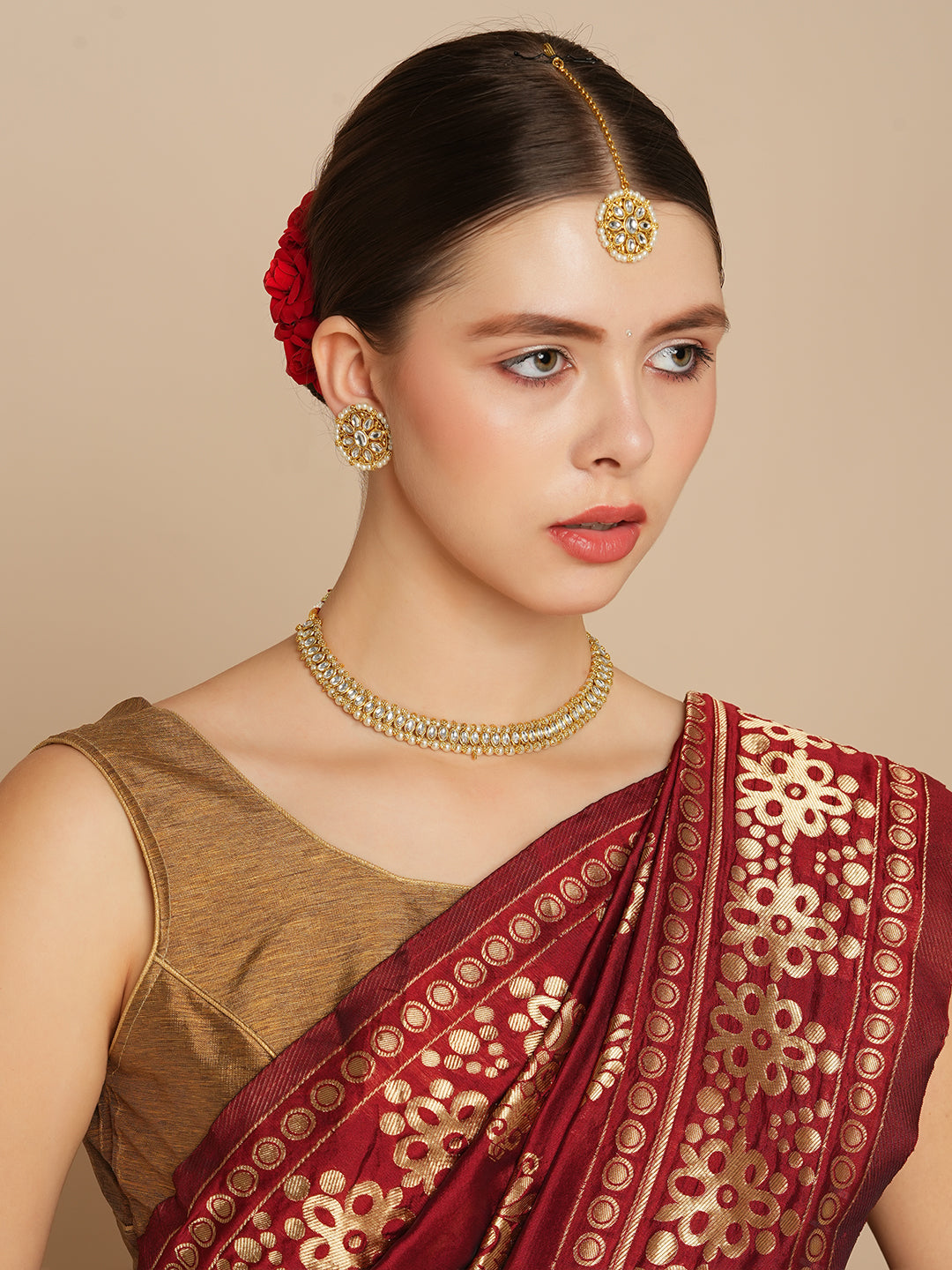 Itrani Kundan and Pearl Choker Necklace Set