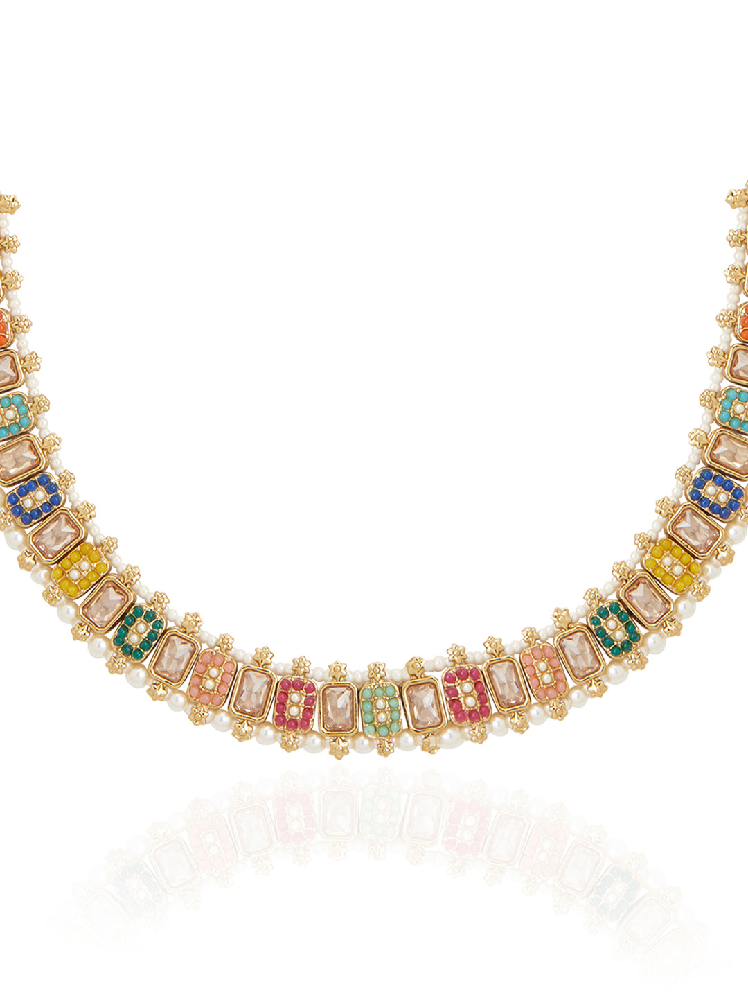 Itrani Amritsari Jadau Multicolor Polki Necklace Set