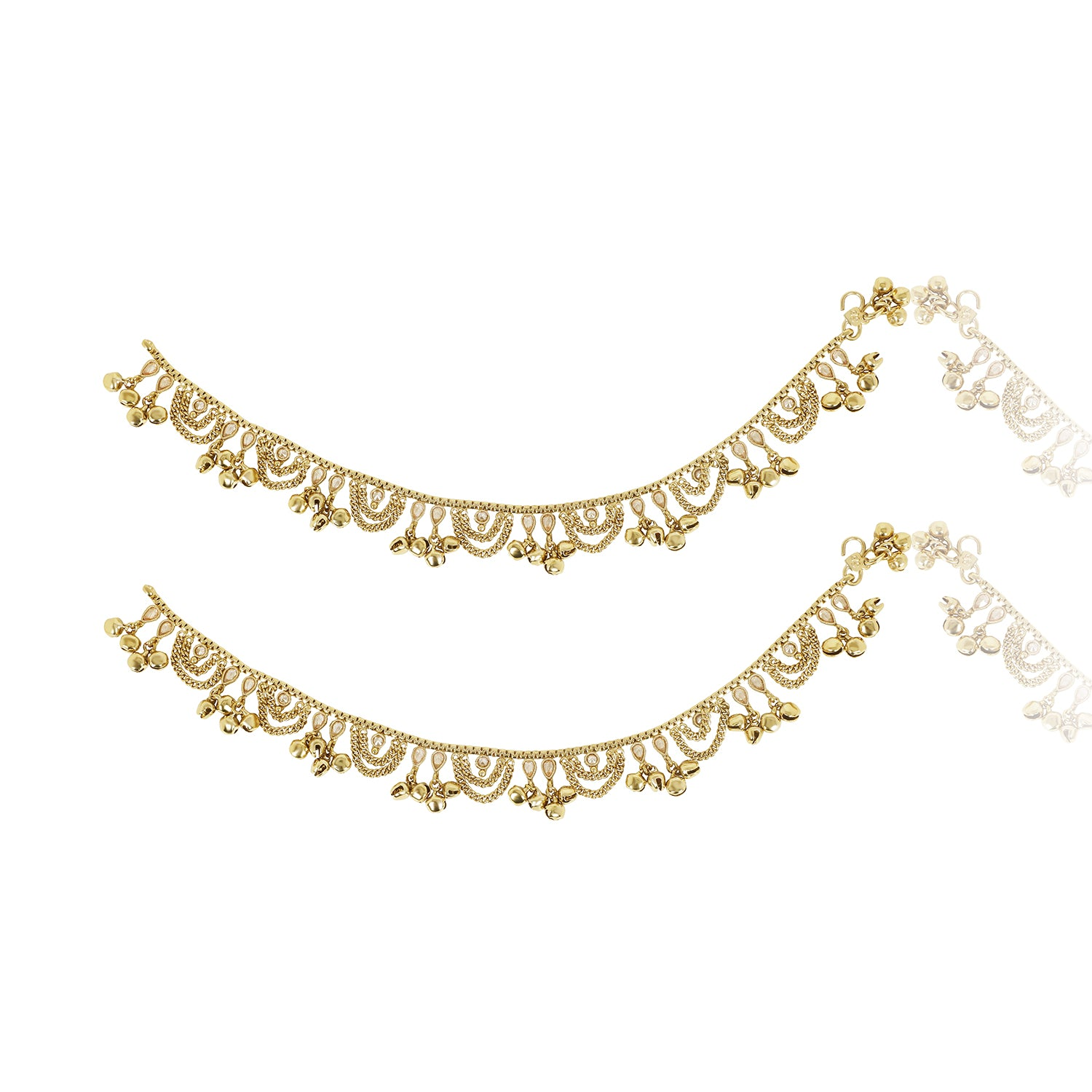 Itrani Floral Elegance Antique Payal with Reverse American Diamonds