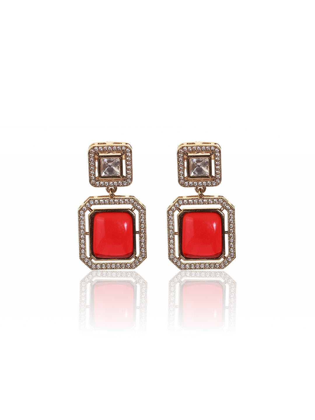 Itrani Blush Bold Ruby Centre Stone Earrings – Statement Sparkle for Modern Divas