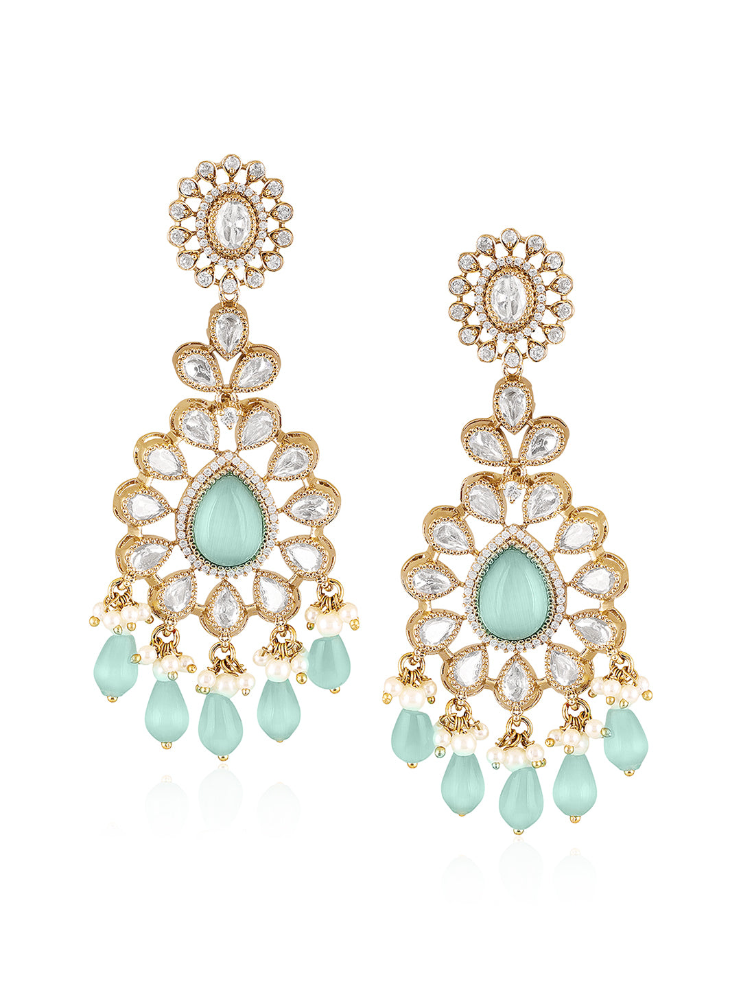 Itrani Mint Bloom Droplets Earrings – Floral Elegance in Motion