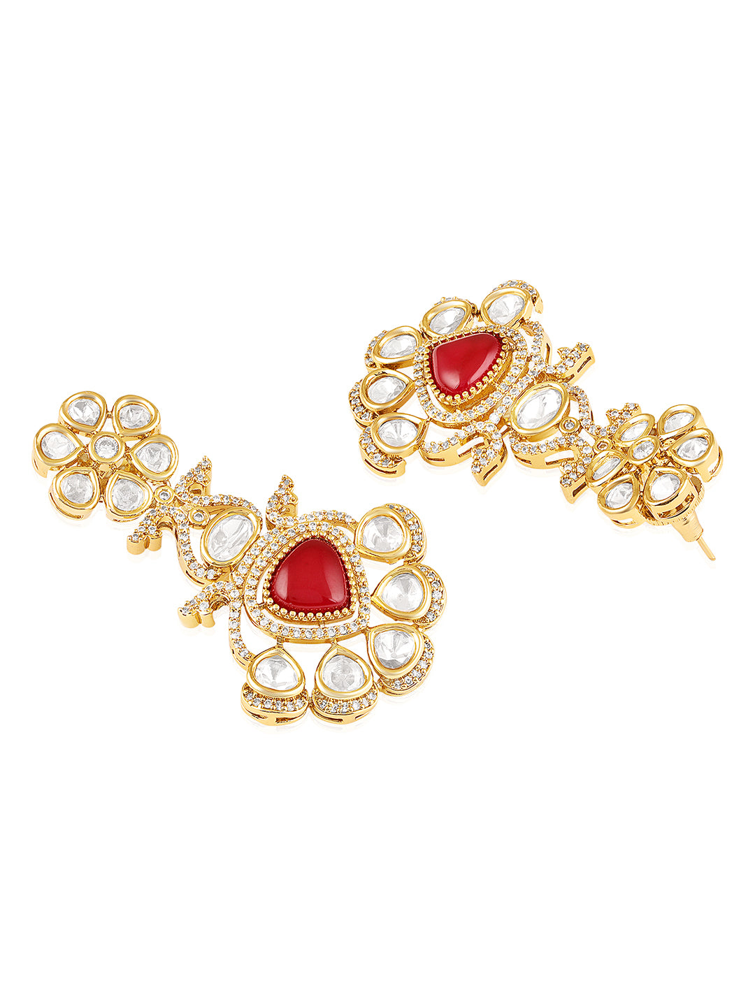 Itrani Royal Bloom Ruby Heart Earrings – Traditional Anti-Tarnish Statement Jewelry
