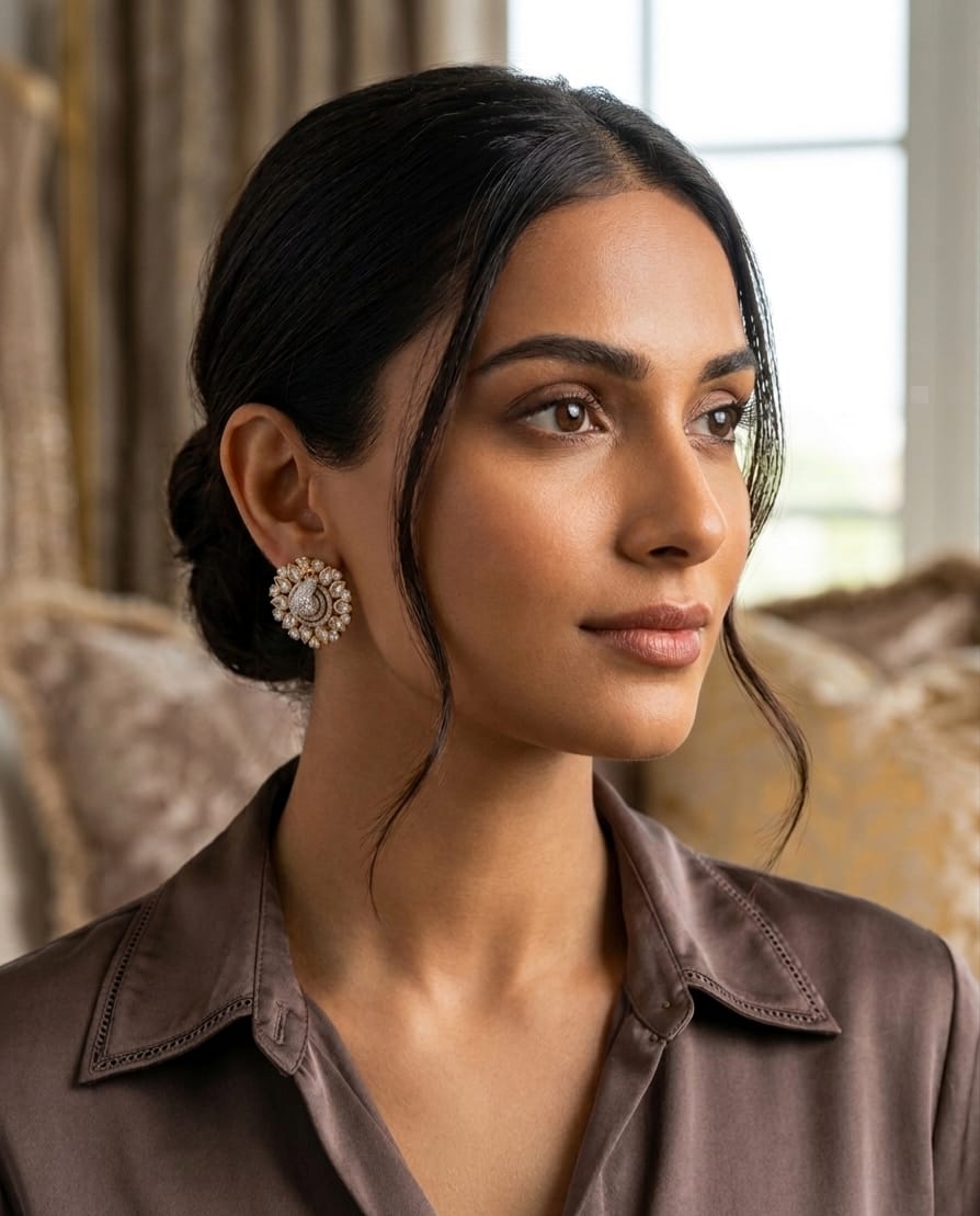 Itrani Royal Peacock Victorian Style Tops Earring ( STUDS )