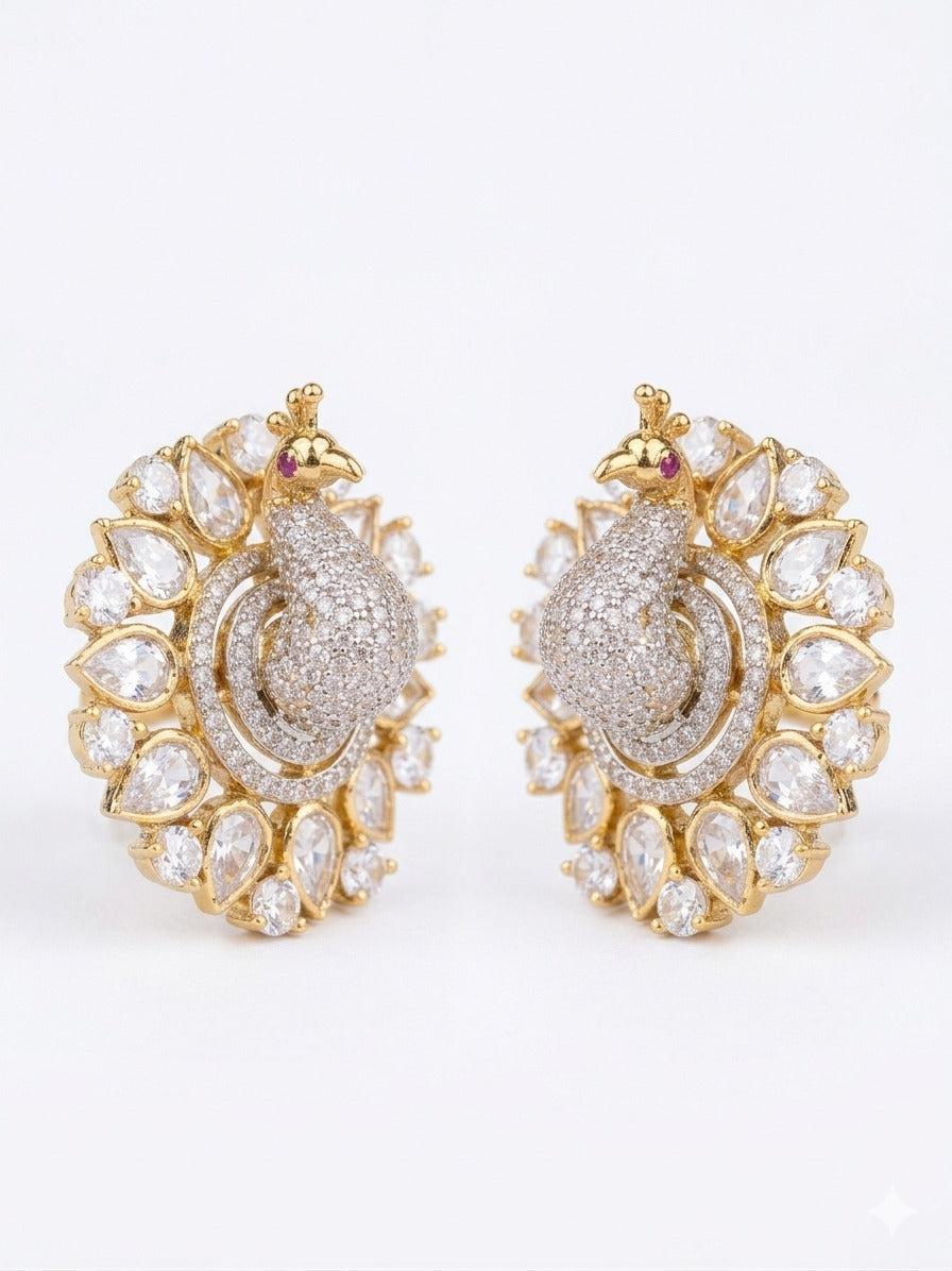 Itrani Royal Peacock Victorian Style Tops Earring ( STUDS )