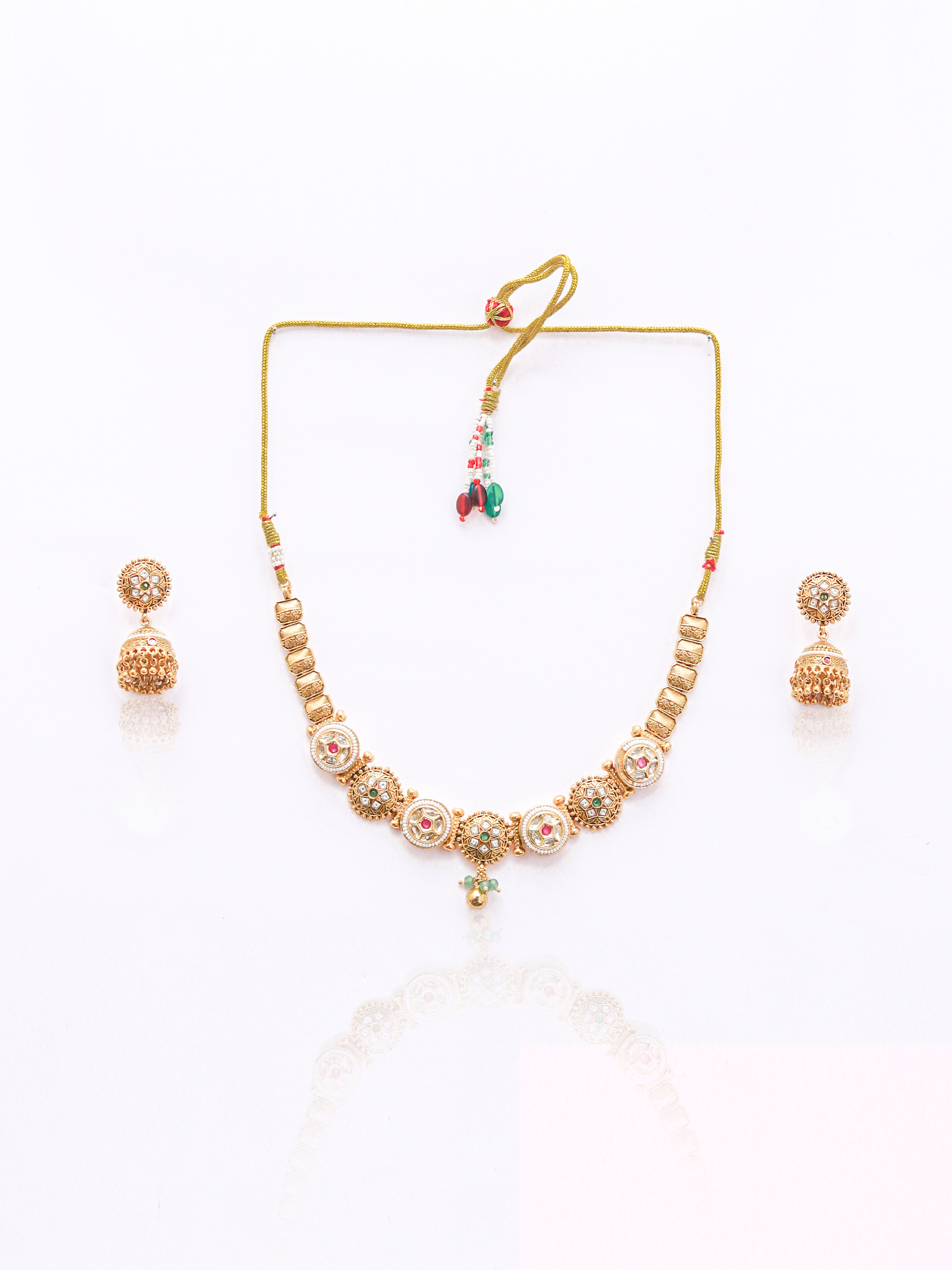 Itrani Vintage Glow Brass Necklace Set – Antique Gold Finish