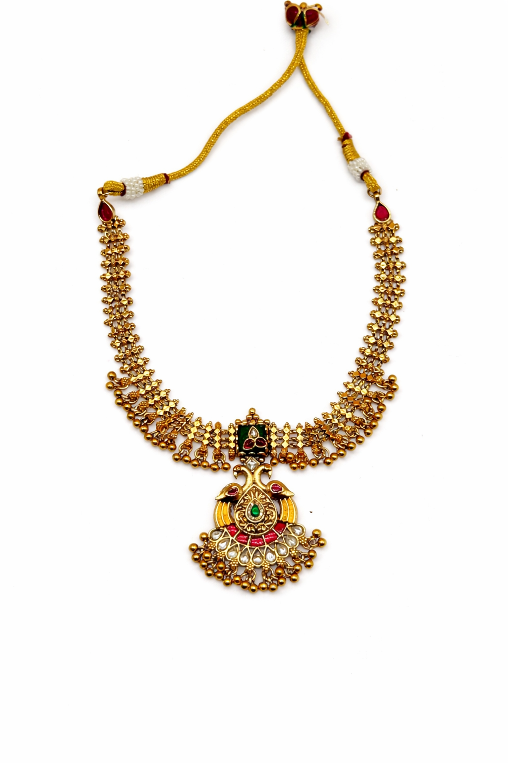Itrani Heritage Peacock Temple Rajwadi Necklace Set