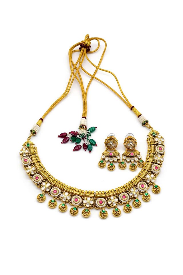 Itrani Traditional Rajwadi Mini Bridal Necklace Set