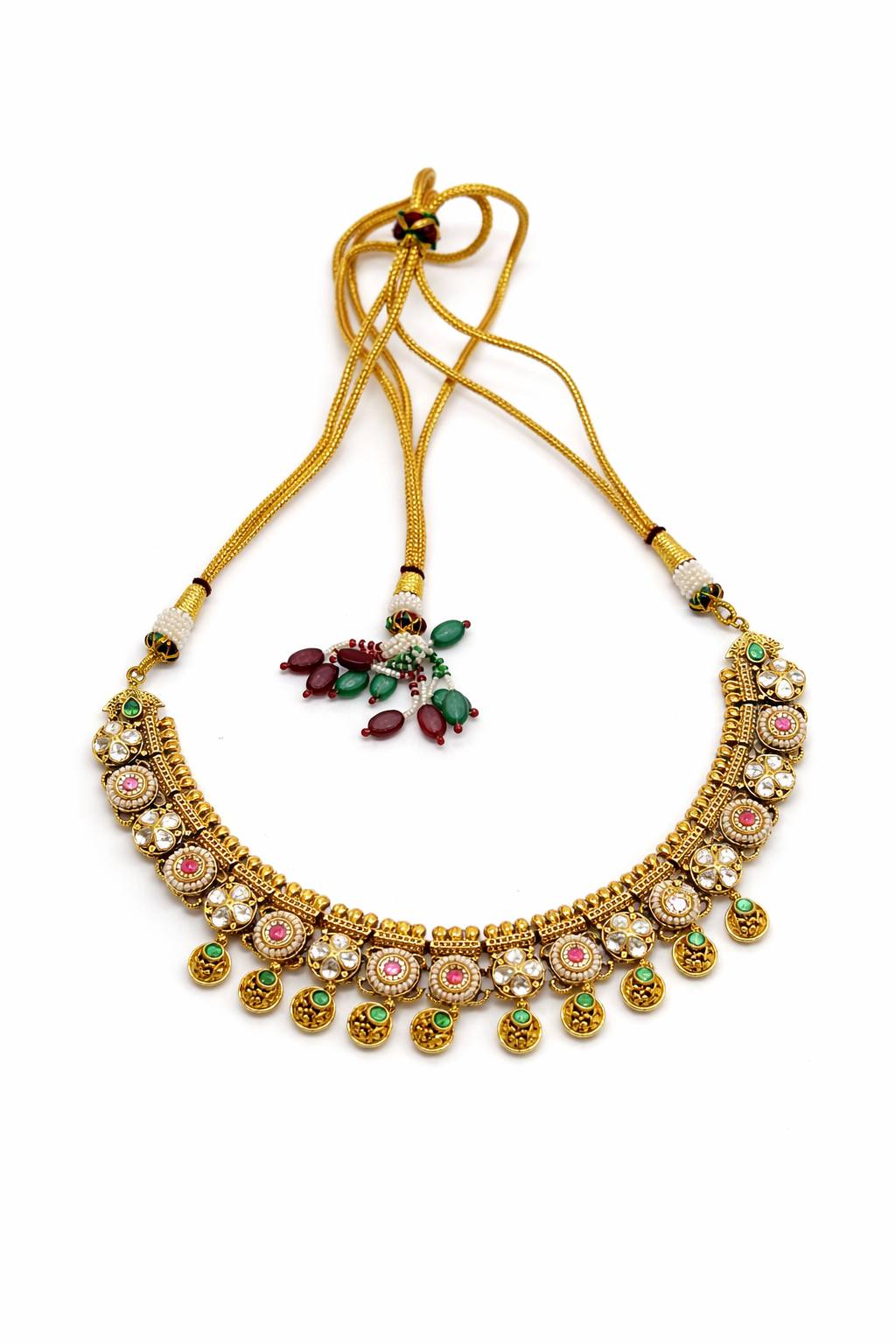 Itrani Traditional Rajwadi Mini Bridal Necklace Set