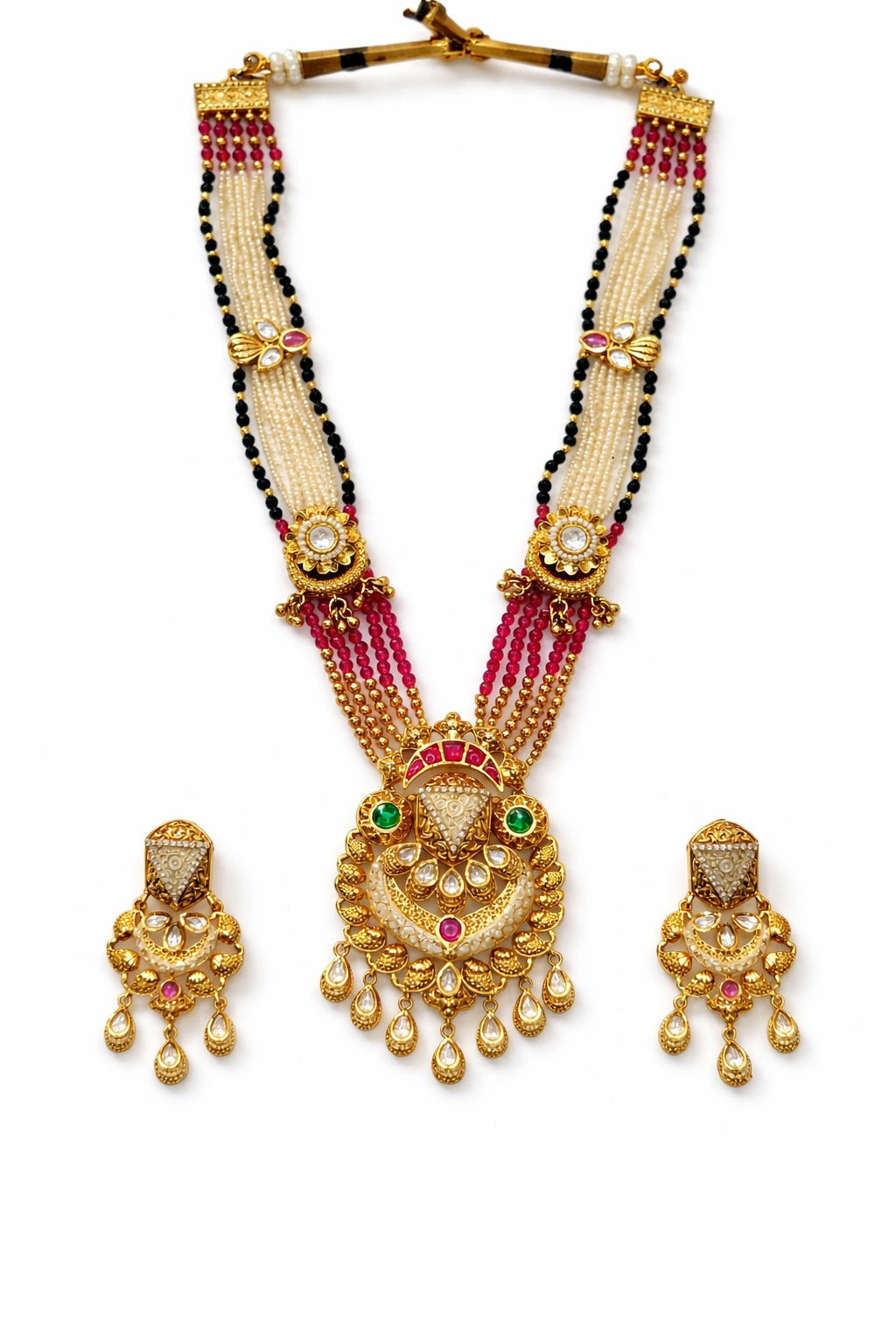 Itrani Regal Pearl Beaded Mid-length Pendant Necklace Set
