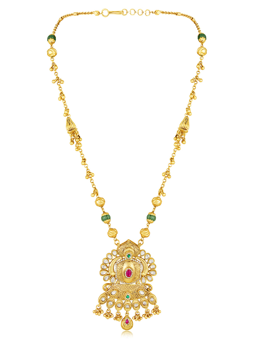 Itrani Gold Pearl Drop Long Pendant Necklace Set