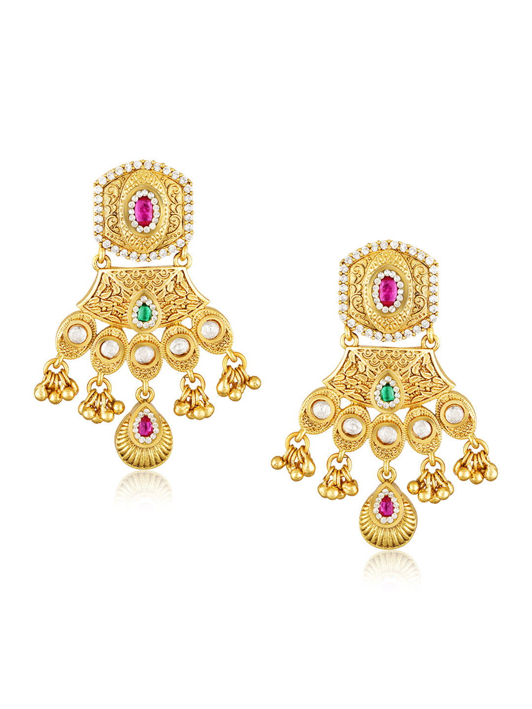Itrani Gold Pearl Drop Long Pendant Necklace Set