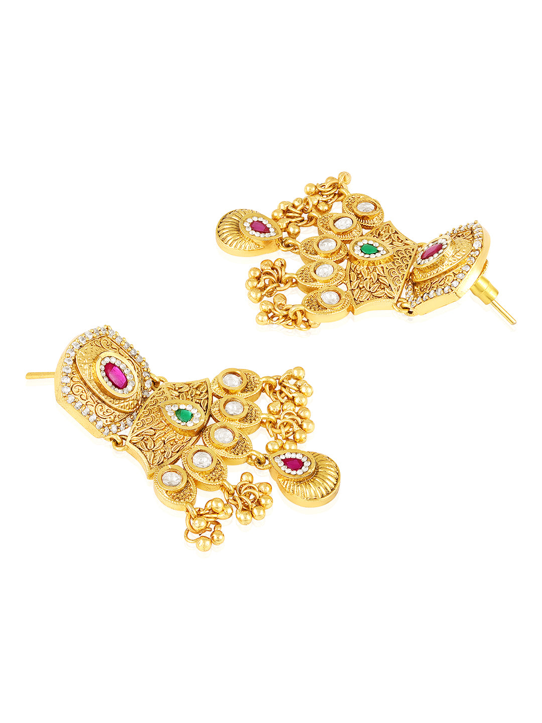 Itrani Gold Pearl Drop Long Pendant Necklace Set