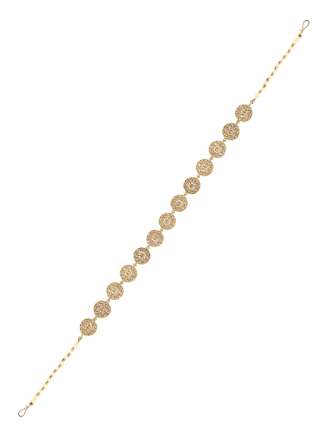 Itrani Golden Bloom with little pearl Sheesh Patti – Antique Finish Hair Accessory for Brides & Festive Looks