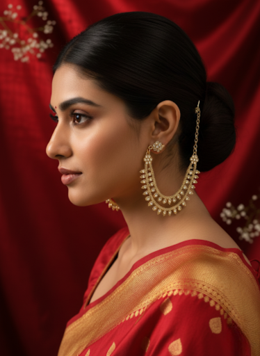 Itrani Royal Brass Antique Hair Side Chain with reverse AD Stones