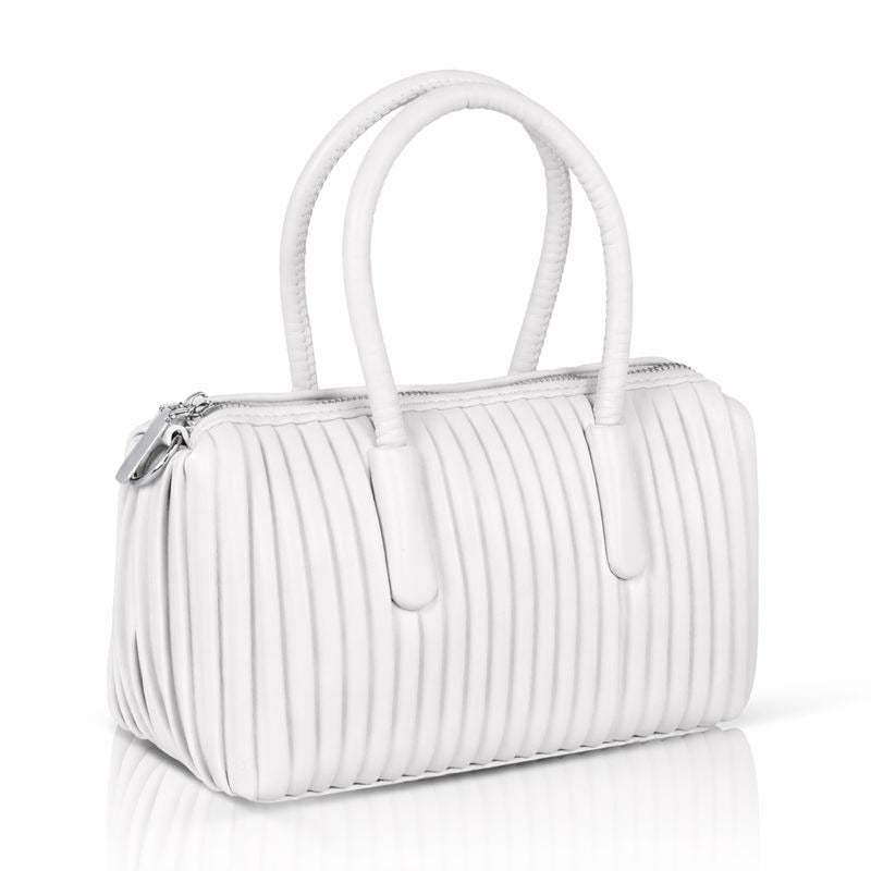 Itrani Off White Pleated Barrel Handbag