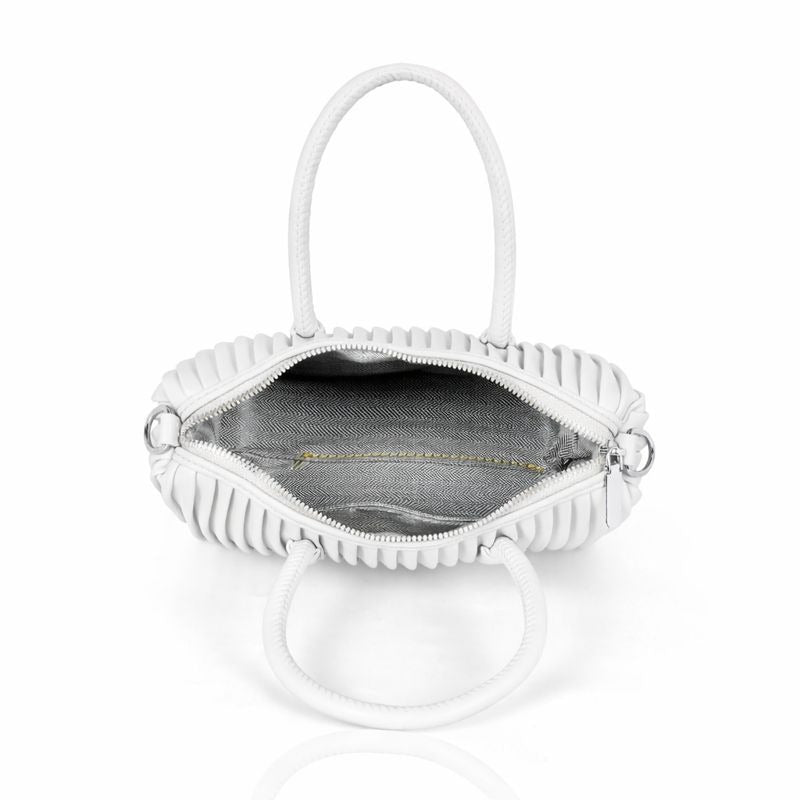Itrani Off White Pleated Barrel Handbag