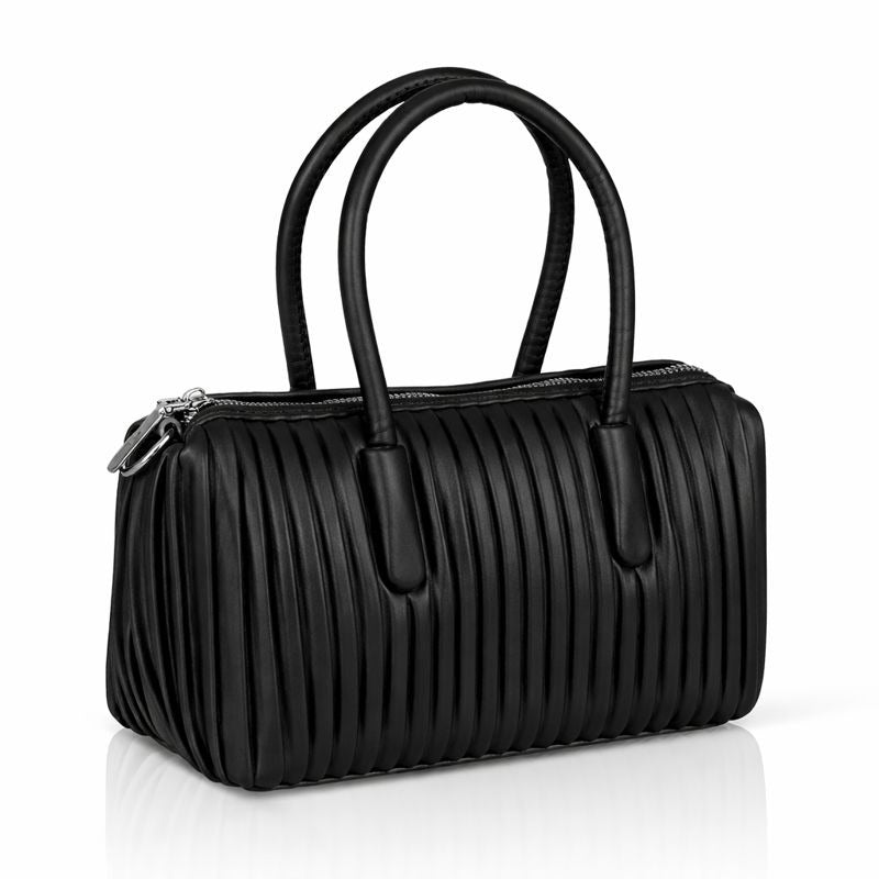 Itrani Black Pleated Barrel Handbag