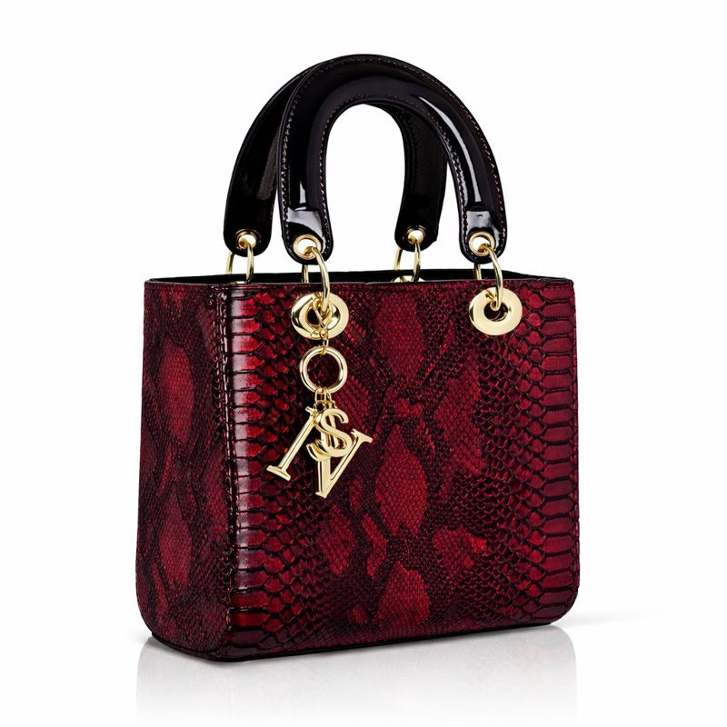 Itrani Burgundy Luxe Alligator Print Shoulder Bag