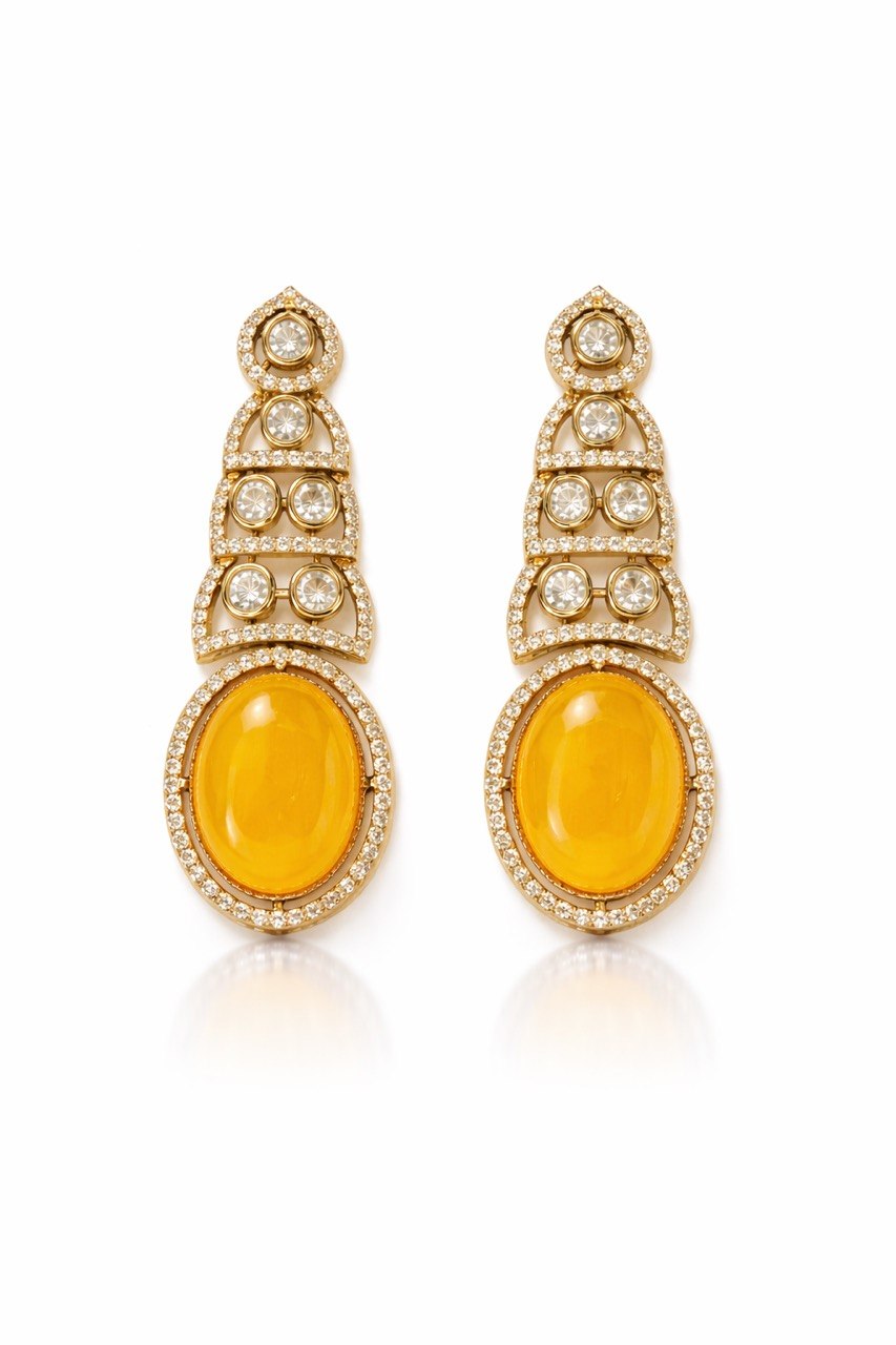 Itrani Amber Stone Drop Dangles Earrings